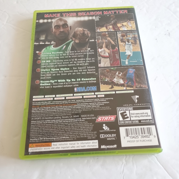 X-box 360 Live Kevin Garnett 2 KSports NBA 2K9 Video Game Complete - Picture 4 of 15